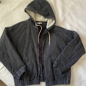 PacSun black denim bomber jacket